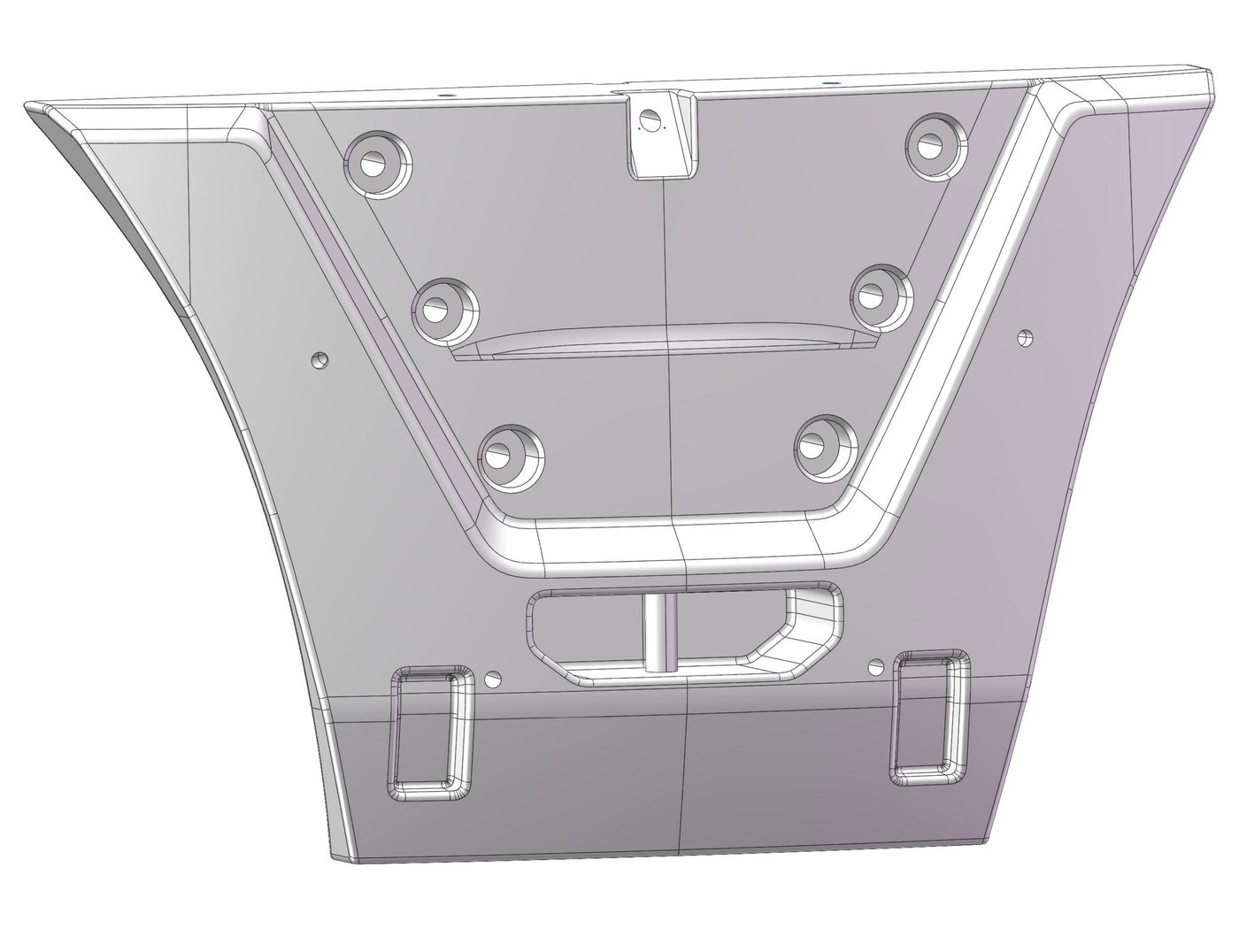 Underside of a 60-tonne welded composite counterweight showing the ribbing